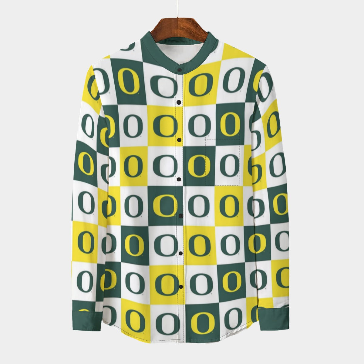 Oregon Ducks Stand Collar Shirt With Long Sleeve|110GSM Imitation Flax - Big Ten football apparel varsity sportswear product image 1.0