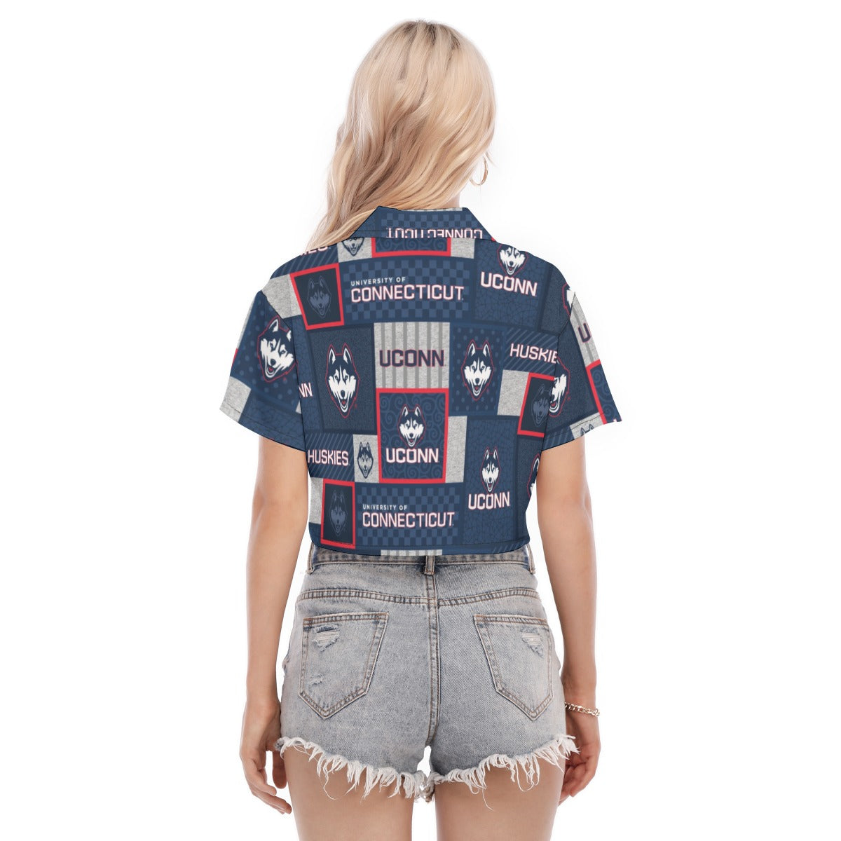 Connecticut Huskies Women's Cropped Shirt White game day varsity apparel