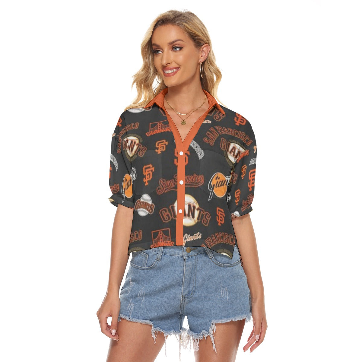 San Francisco Giants Women's V-neck Shirts san francisco giants baseball fan apparel city game day outfit