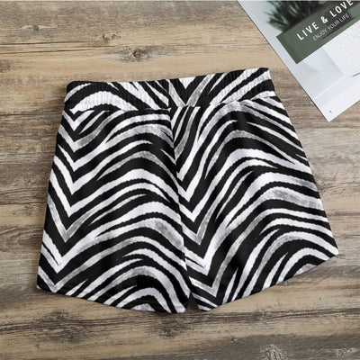 Rosy Brown Las Vegas Football Zebra Women’s Casual Shorts – Black and White Game Day Streetwear