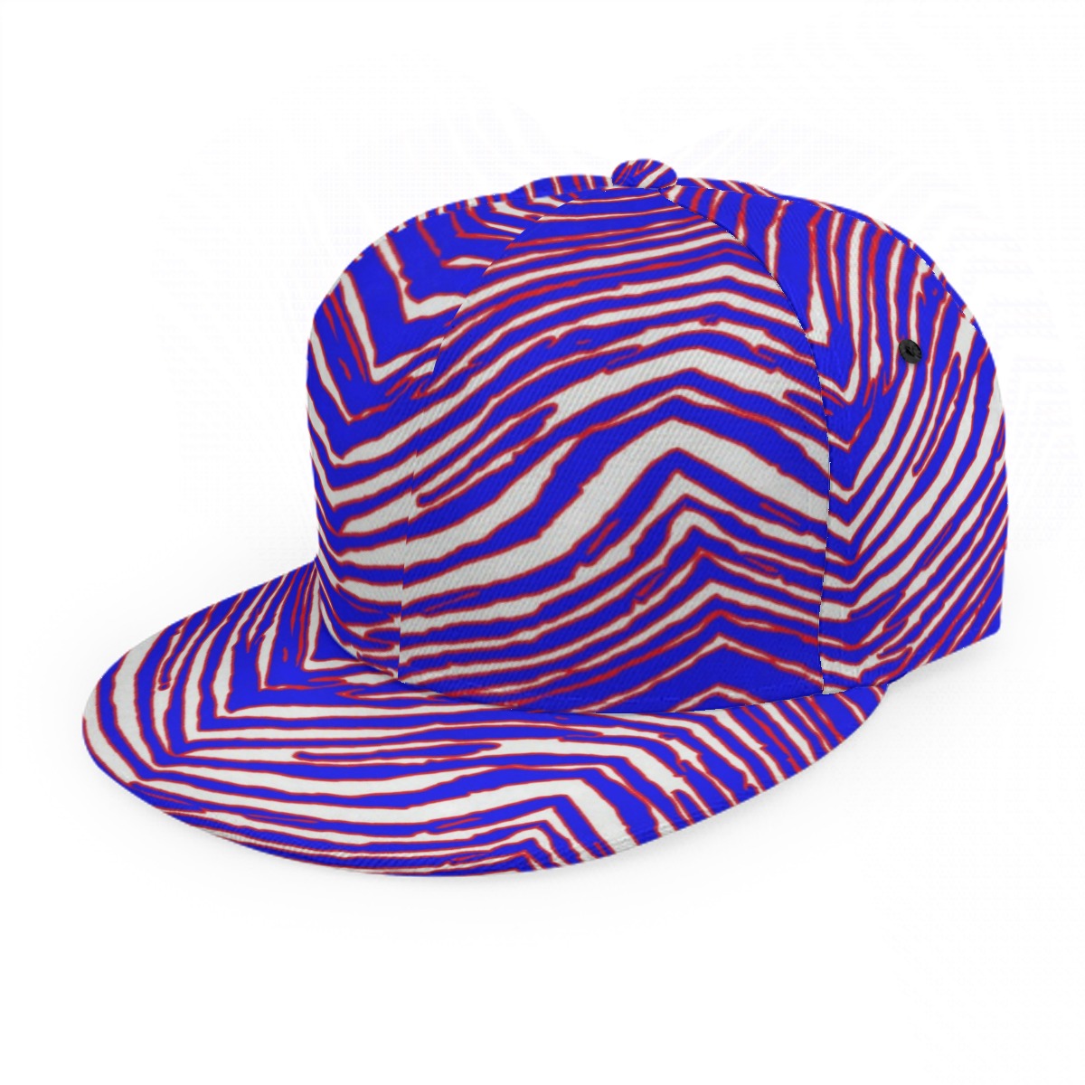 White Smoke Baseball Cap With Flat Brim – Red Blue White Zebra Game Day Style