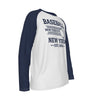 Lavender New York Baseball Raglan Long Sleeve Shirt – White and Navy Athletic Tee Est. 1903