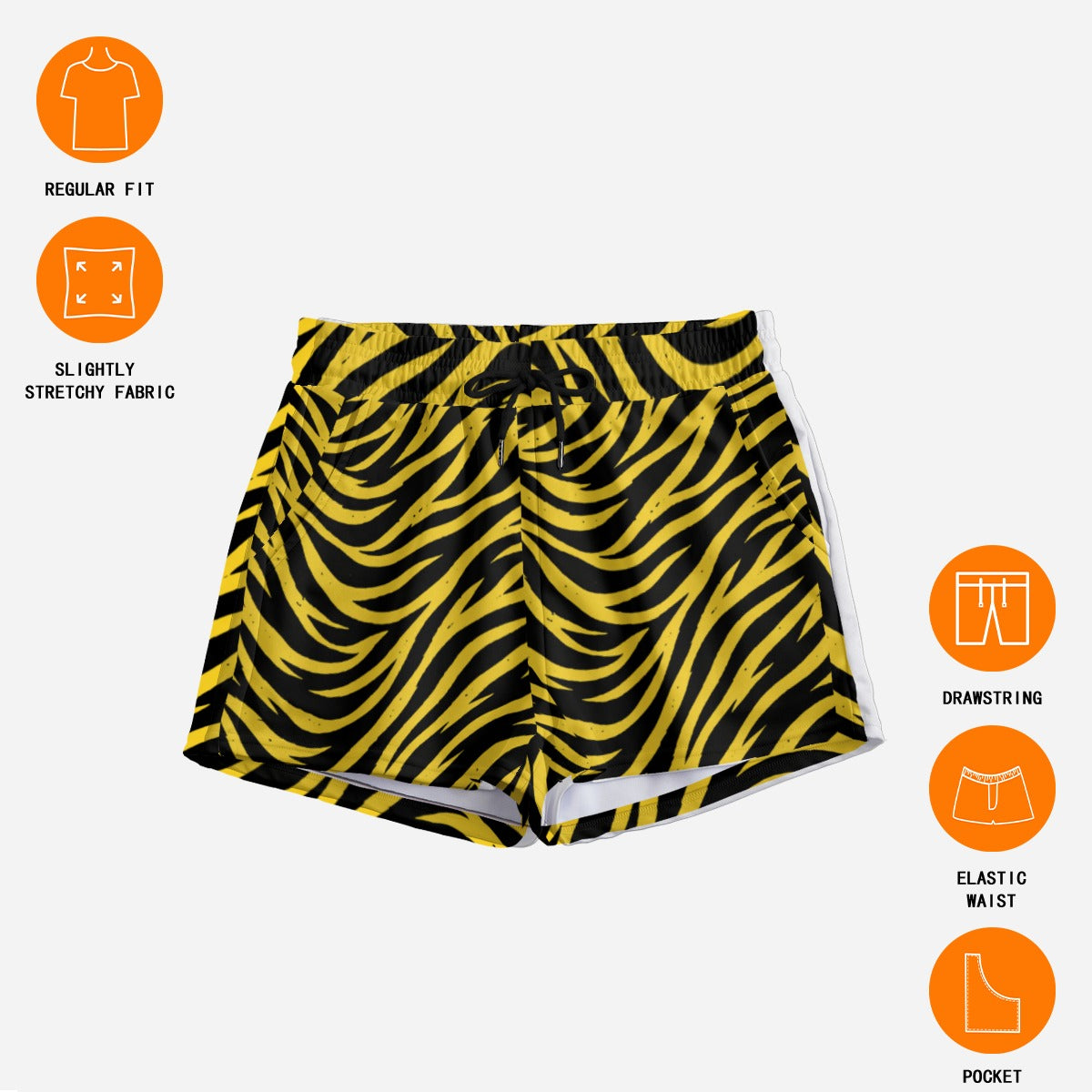 White Smoke Pittsburgh Football Yellow Black Zebra Women's Casual Shorts