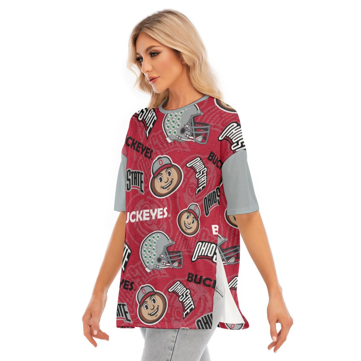 Ohio State - Buckeyes Women's Short Sleeves T-shirt With Hem Split White game day varsity apparel