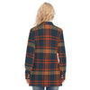 Auburn Tigers Tartan Plaid Navy Orange Women's Long Shirt |115GSM Cotton poplin