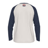Light Gray New York Baseball Raglan Long Sleeve Shirt – Athletic Champion 1986 Vintage Varsity Design, White Bo