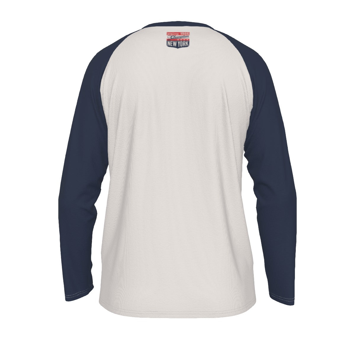 Light Gray New York Baseball Raglan Long Sleeve Shirt – Athletic Champion 1986 Vintage Varsity Design, White Bo