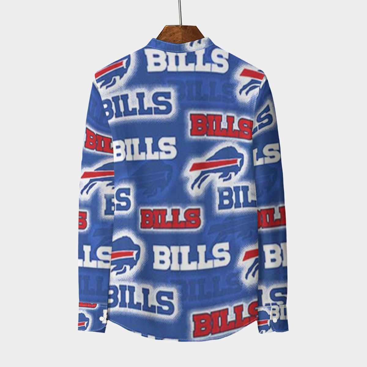 Buffalo Bills  Men's Stand Collar Shirt With Long Sleeve|110GSM Imitation Flax