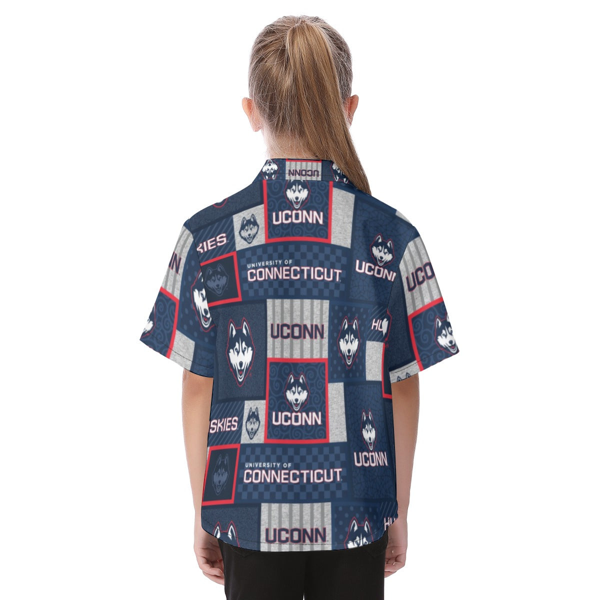 Connecticut Huskies Kid's Hawaiian Vacation Shirt White game day varsity apparel