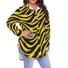 White Smoke Pittsburgh Football Yellow Black Zebra Women's Shirt With Long Sleeve(Plus Size)