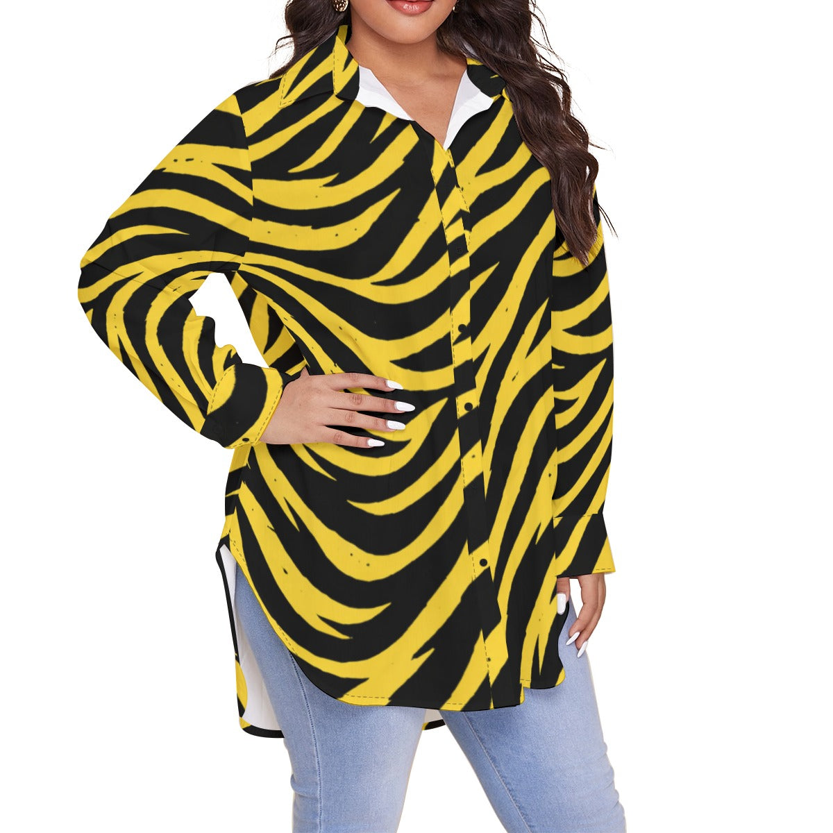 White Smoke Pittsburgh Football Yellow Black Zebra Women's Shirt With Long Sleeve(Plus Size)