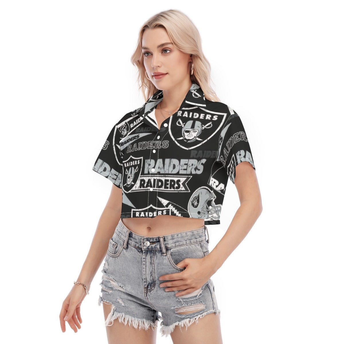 Las Vegas Raiders Women's Cropped Shirt streetwear fashion product image 3