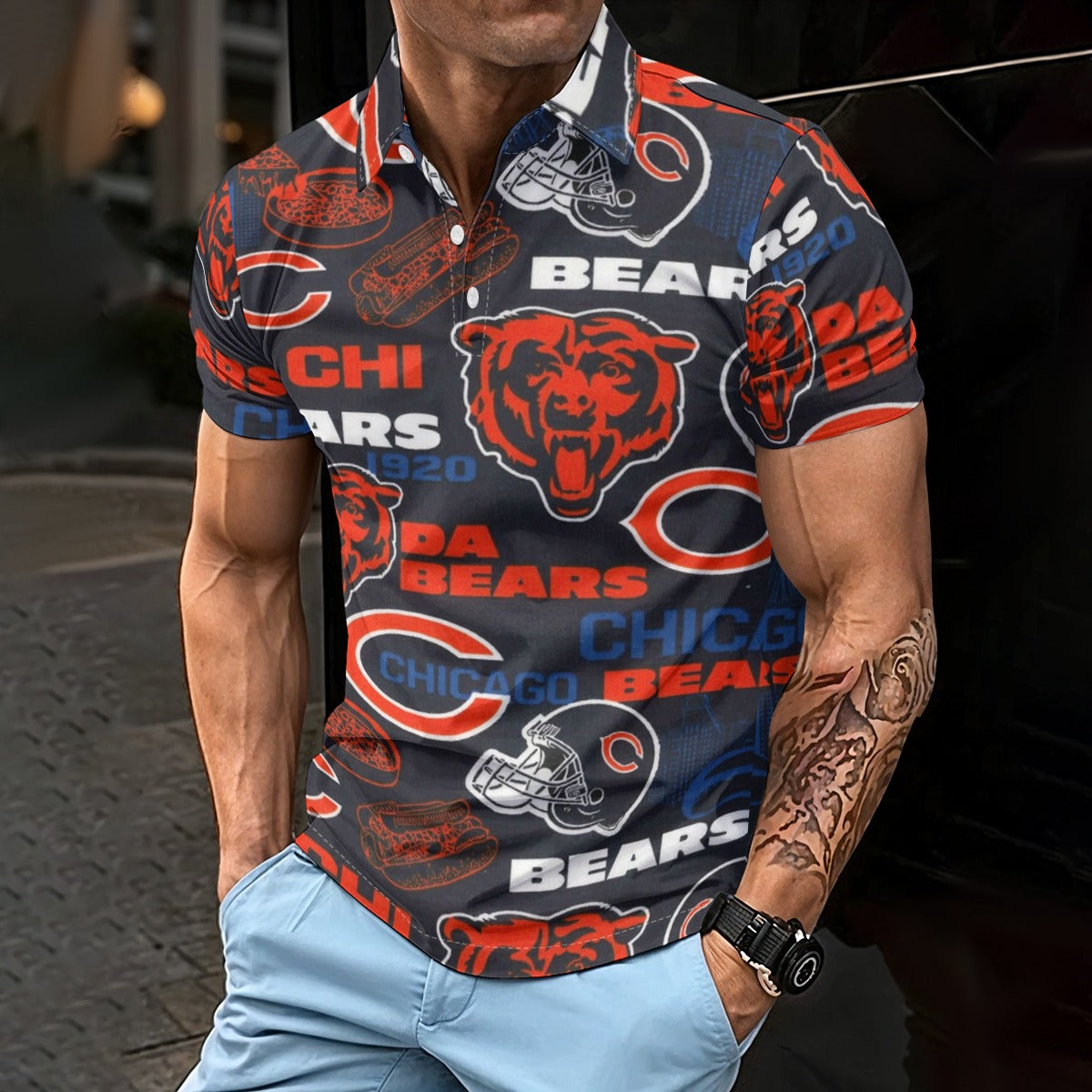 Chicago Bears Men's Polo Shirt – breathable comfort wear, casual fan outfit, image 853