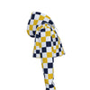 White Smoke Michigan Checker Women’s Crop Hoodie – Maize and Blue Cropped Football Streetwear Sweatsh