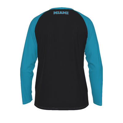 Dark Slate Gray Miami Long Sleeve Raglan Shirt – Classic Varsity College Streetwear Tee
