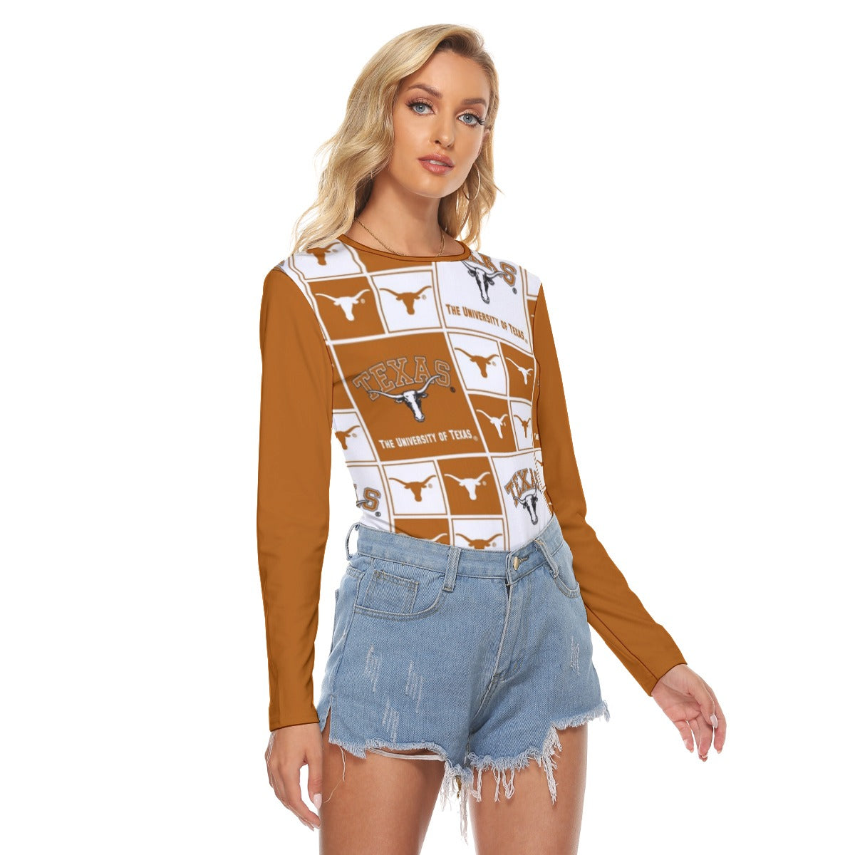 Texas at Austin - Longhorns Women's Stretchable long Sleeve Top White varsity sports apparel