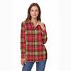 San Francisco Football Plaid Women's Long Sleeve Shirt Game Day Streetwear Top – lightweight game day shirt, game day outfit, image 1.0