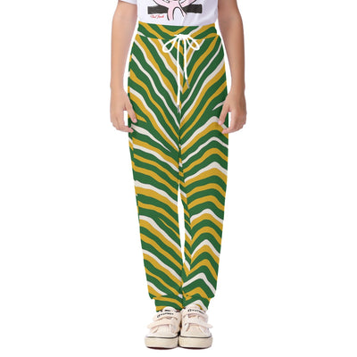 Green Bay football yellow green zebra Kid's Casual Pants – game day outfit, sportswear style, image 1.0