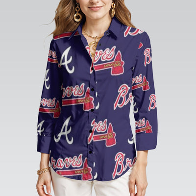 Atlanta Braves Women's 3/4 Sleeve Shirt atlanta braves baseball fan apparel game day outfit