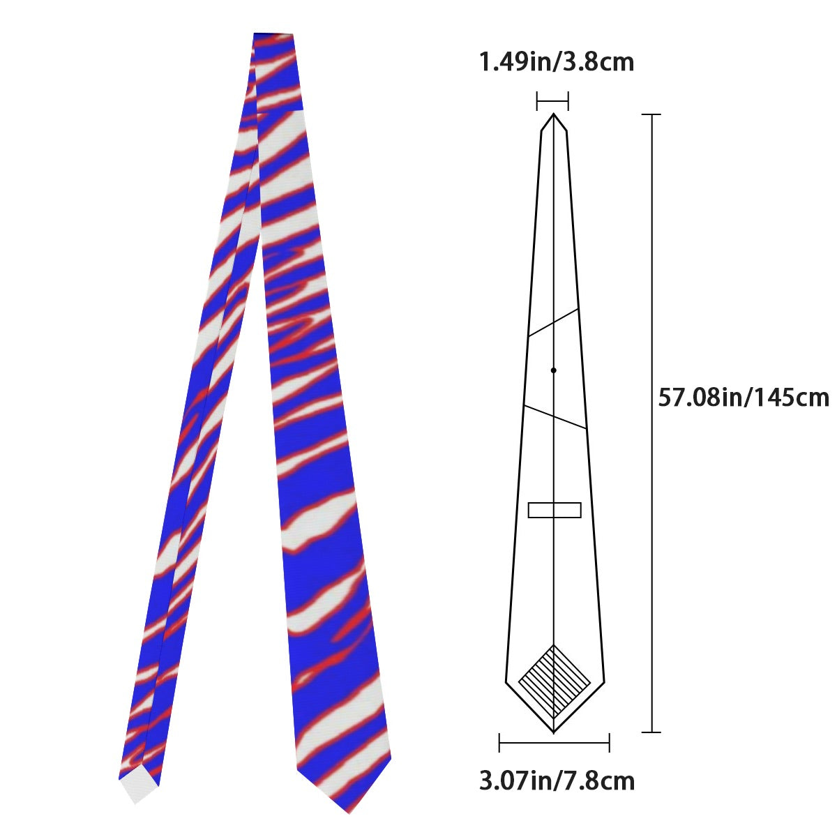 White Smoke Unisex Tie – Red Blue White Zebra Game Day Style