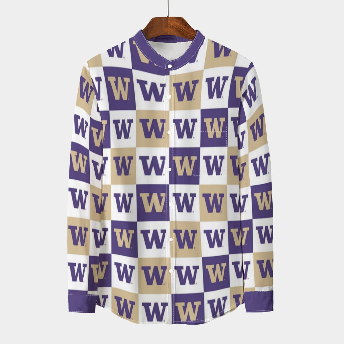 Washington Huskies Stand Collar Shirt With Long Sleeve|110GSM Imitation Flax varsity sportswear product image 1.0