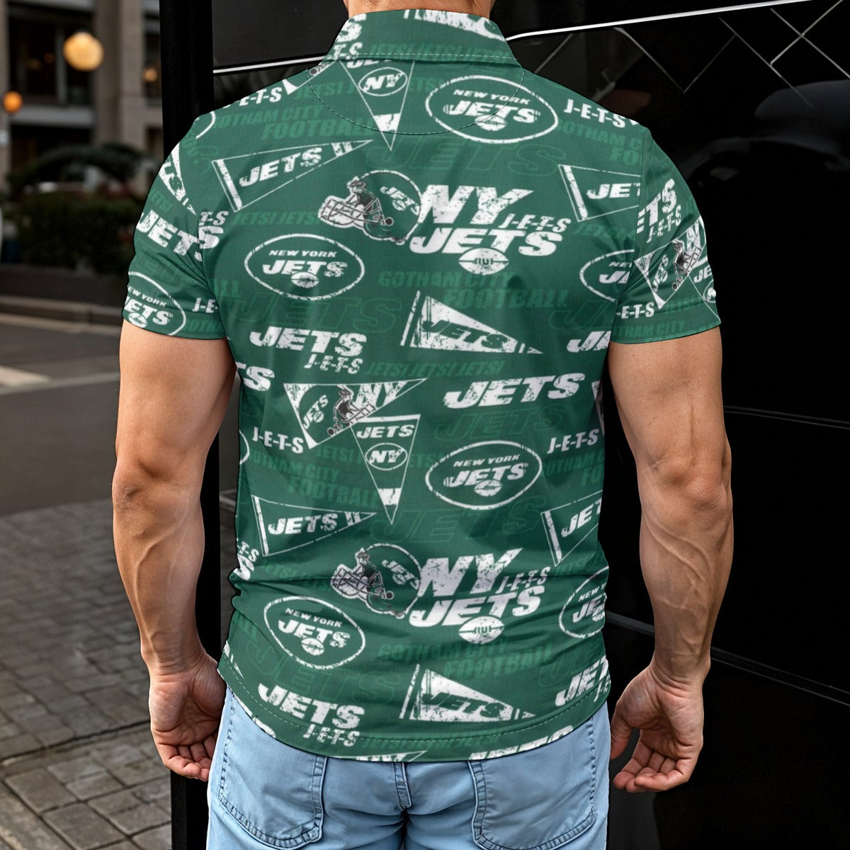 new-york-jets-mens-polo-shirt green white football outfit detail