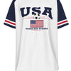 White Smoke USA Soccer Fan T-Shirt – Vintage USA Football Shirt Retro Stars and Stripes Soccer Tee | Classic American Soccer Fan Shirt