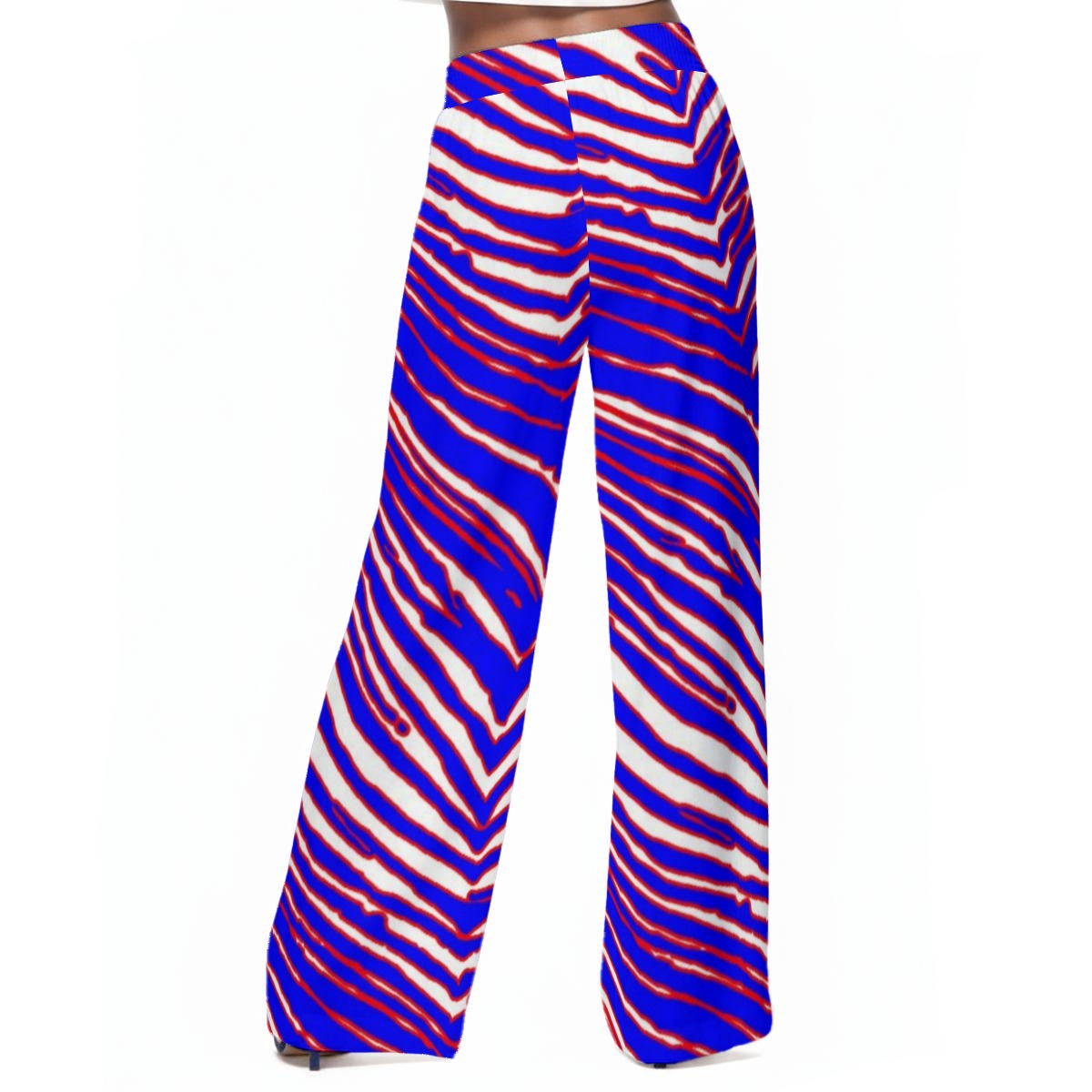 White Smoke Buffalo Zebra Football Women’s Casual Wide-Leg Pants – Lightweight Game Day Style (100% Rayon)