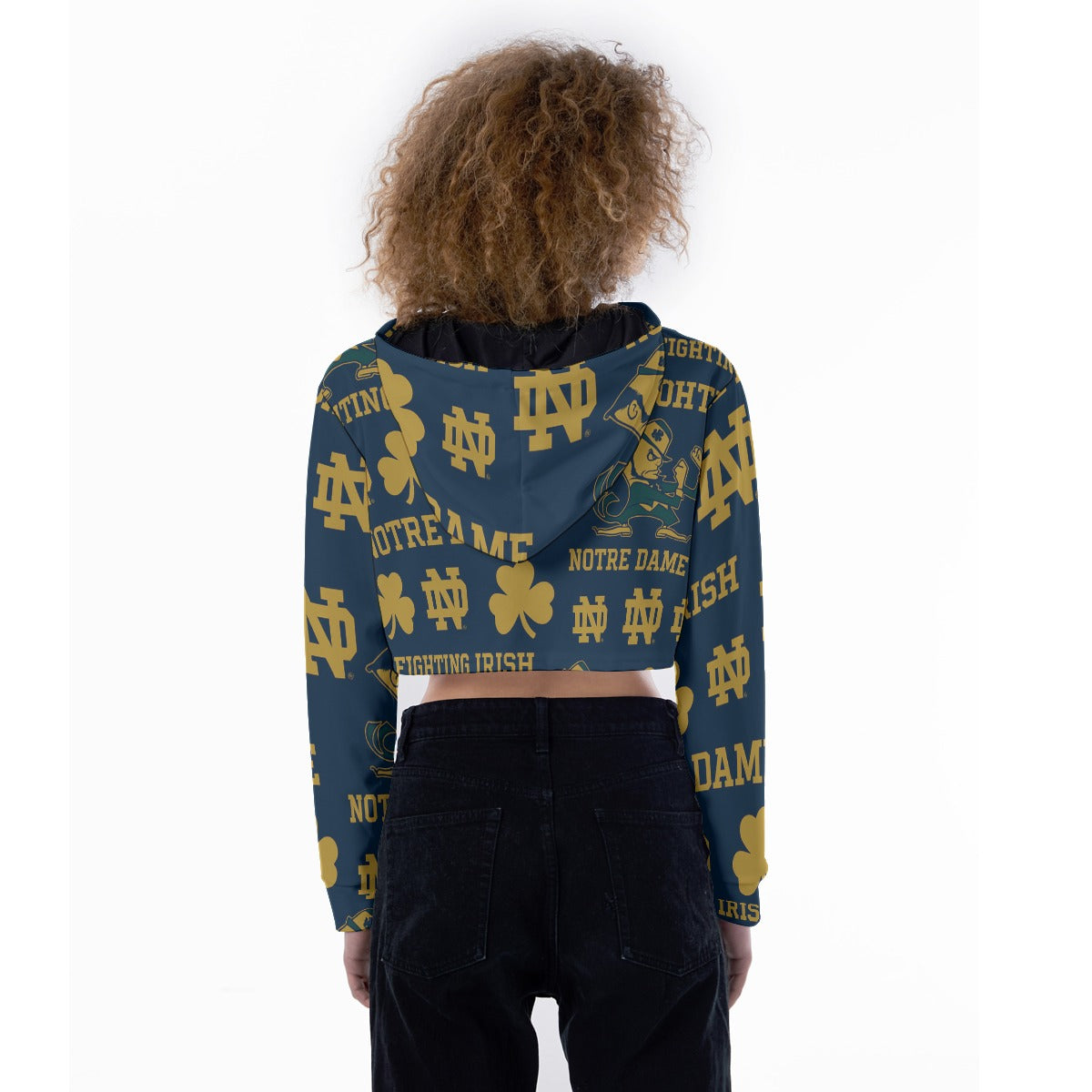 Notre Dame - Fighting Irish Women's Crop Top Hoodie White varsity sports apparel