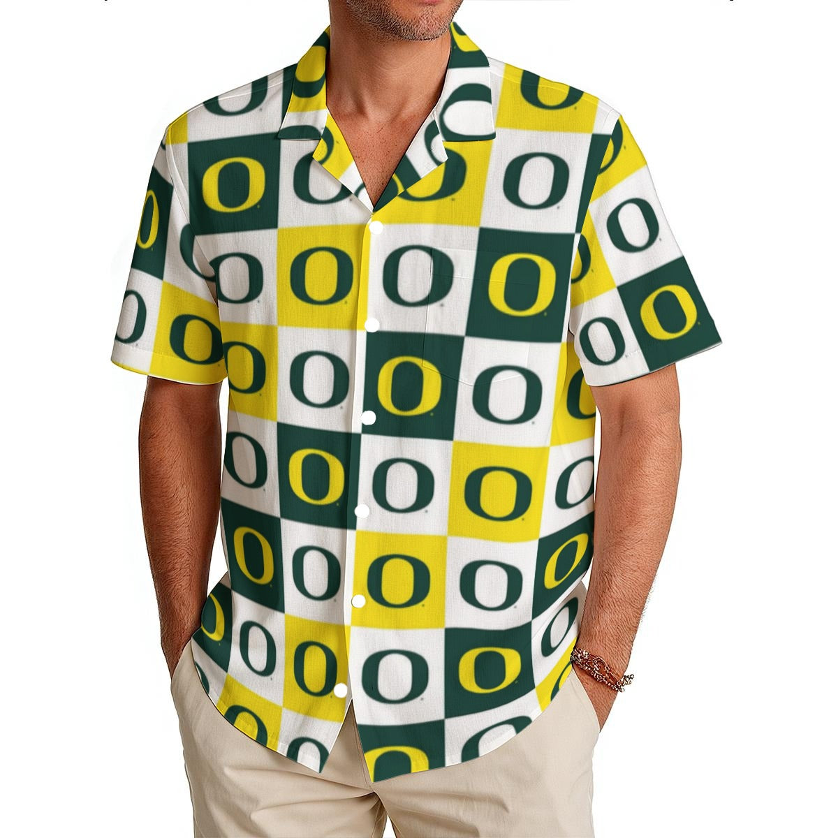 Oregon Ducks Men's Hawaiian Shirt|150GSM - Big Ten football apparel varsity sportswear product image 1.0
