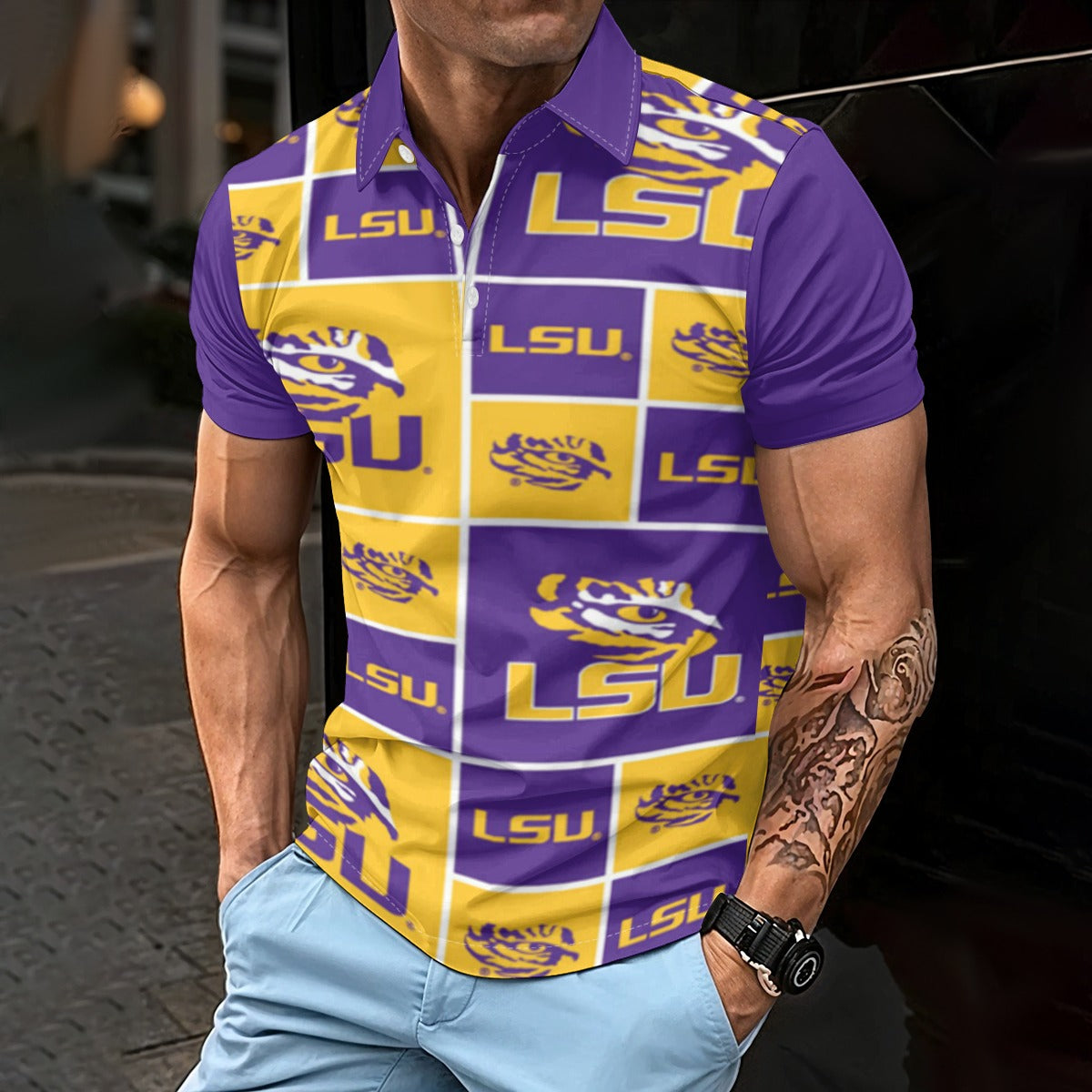 Louisiana State University - Tigers Men's Polo Shirt - Baton Rouge football tee varsity sportswear product image 1.0