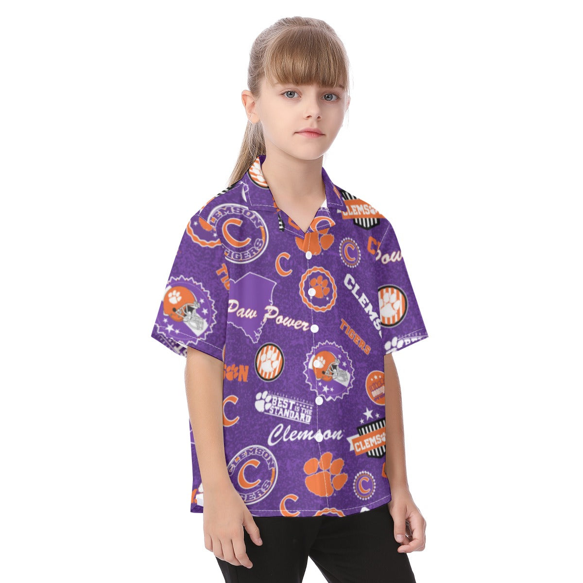 Clemson Tigers Kid's Hawaiian Vacation Shirt - ACC football apparel varsity sportswear product image 2.0