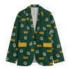 Green Bay Packers patterned blazer on a white background