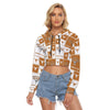 Texas at Austin - Longhorns Women's Crop Top Hoodie|Velvet – lightweight game day shirt, football shirt, image 1.0