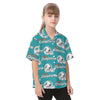 miami-dolphins-kids-hawaiian-vacation-shirt aqua orange football outfit detail
