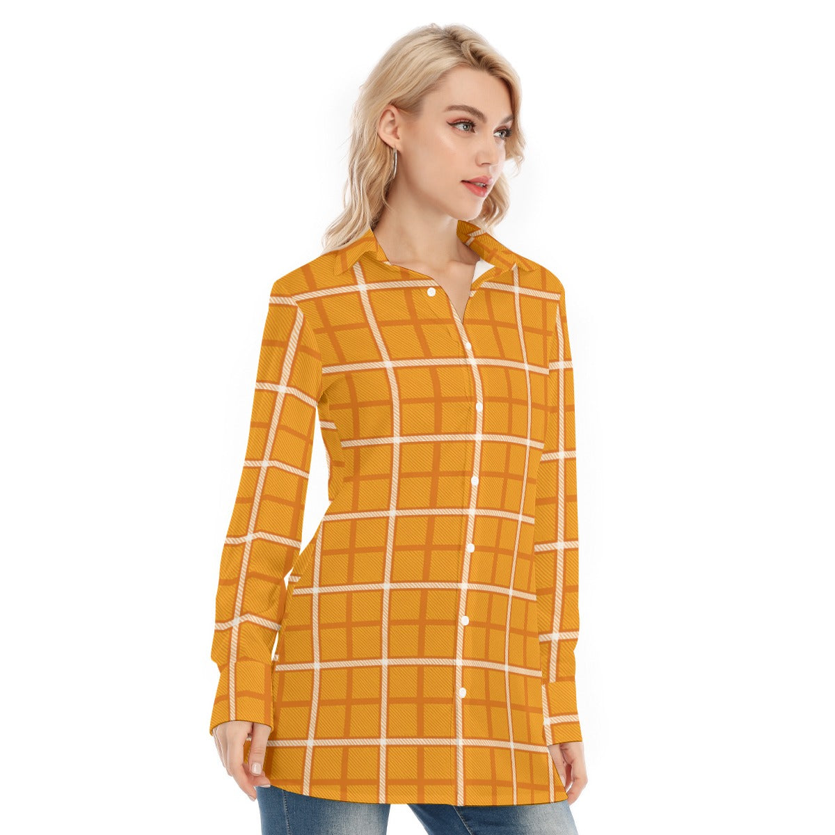 Tennessee Volunteers Orange White Plaid Womens Long Shirt 2 orange white plaid women fashion apparel