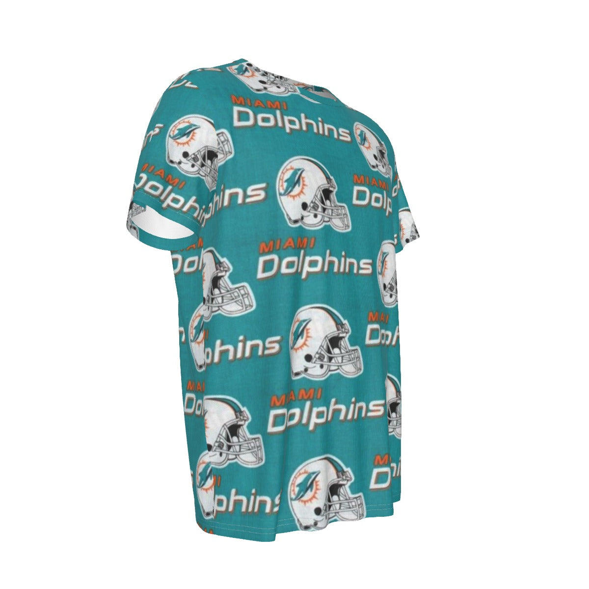 miami-dolphins-short-sleeve-t-shirt aqua orange football outfit side view