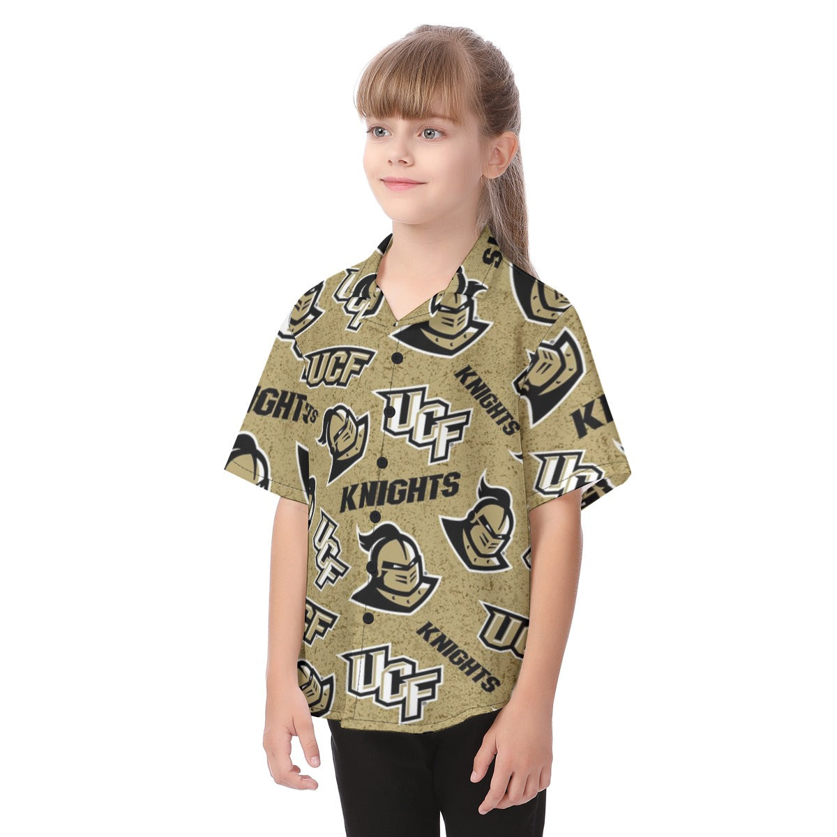 Central Florida - Knights Kid's Hawaiian Vacation Shirt White varsity game day apparel