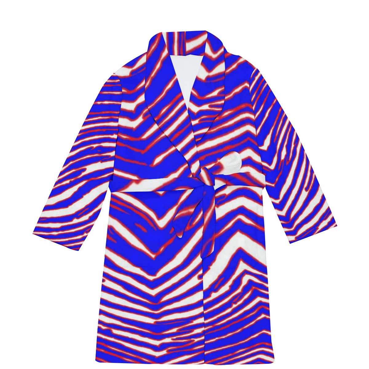 White Smoke Buffalo football Men's Borg Fleece Robe – Red Blue White Zebra Game Day Style
