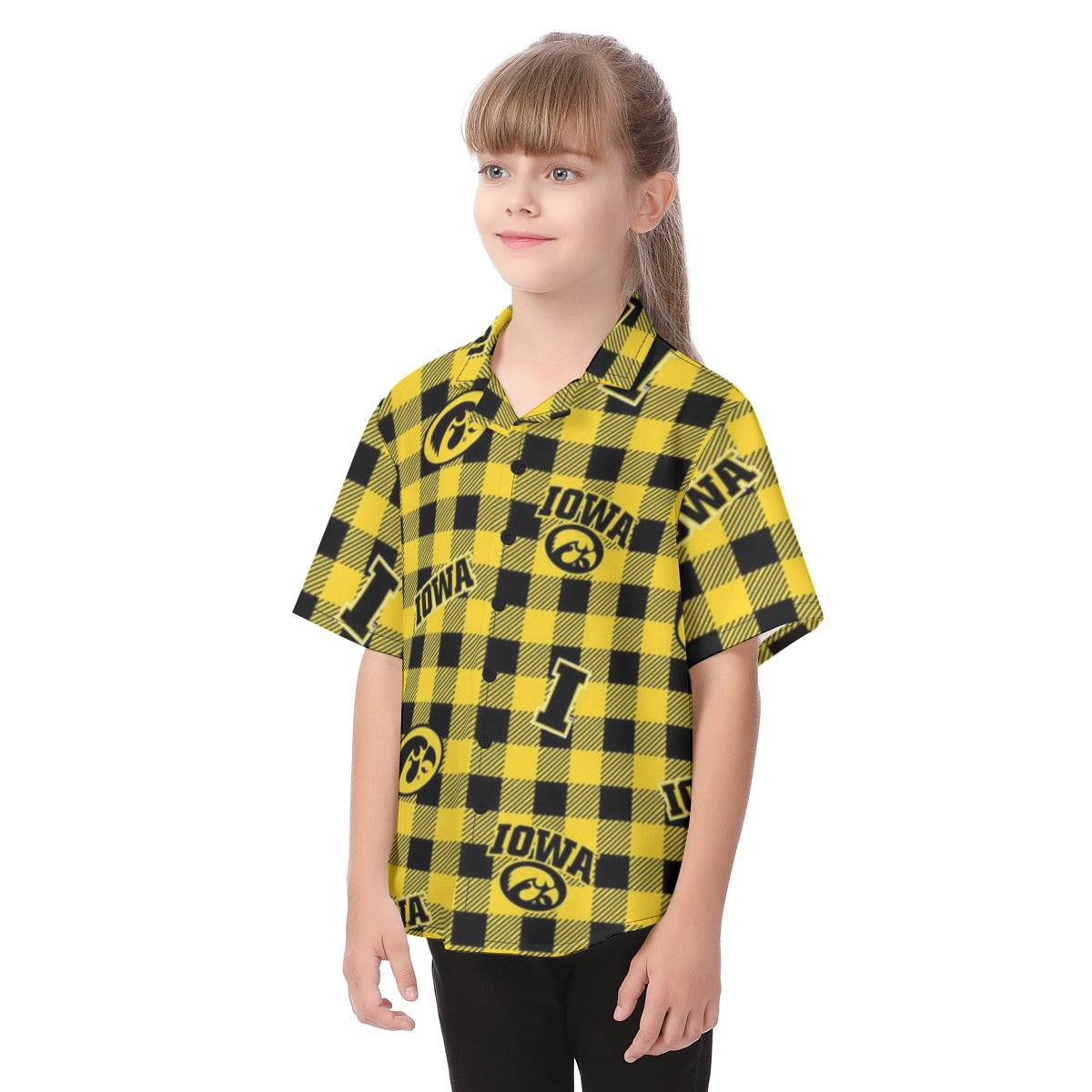 Iowa Hawkeyes Kid's Hawaiian Vacation Shirt - Big Ten football apparel varsity sportswear product image 3.0