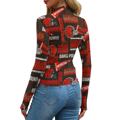 cleveland-browns-womens-mesh-t-shirt brown orange football outfit detail
