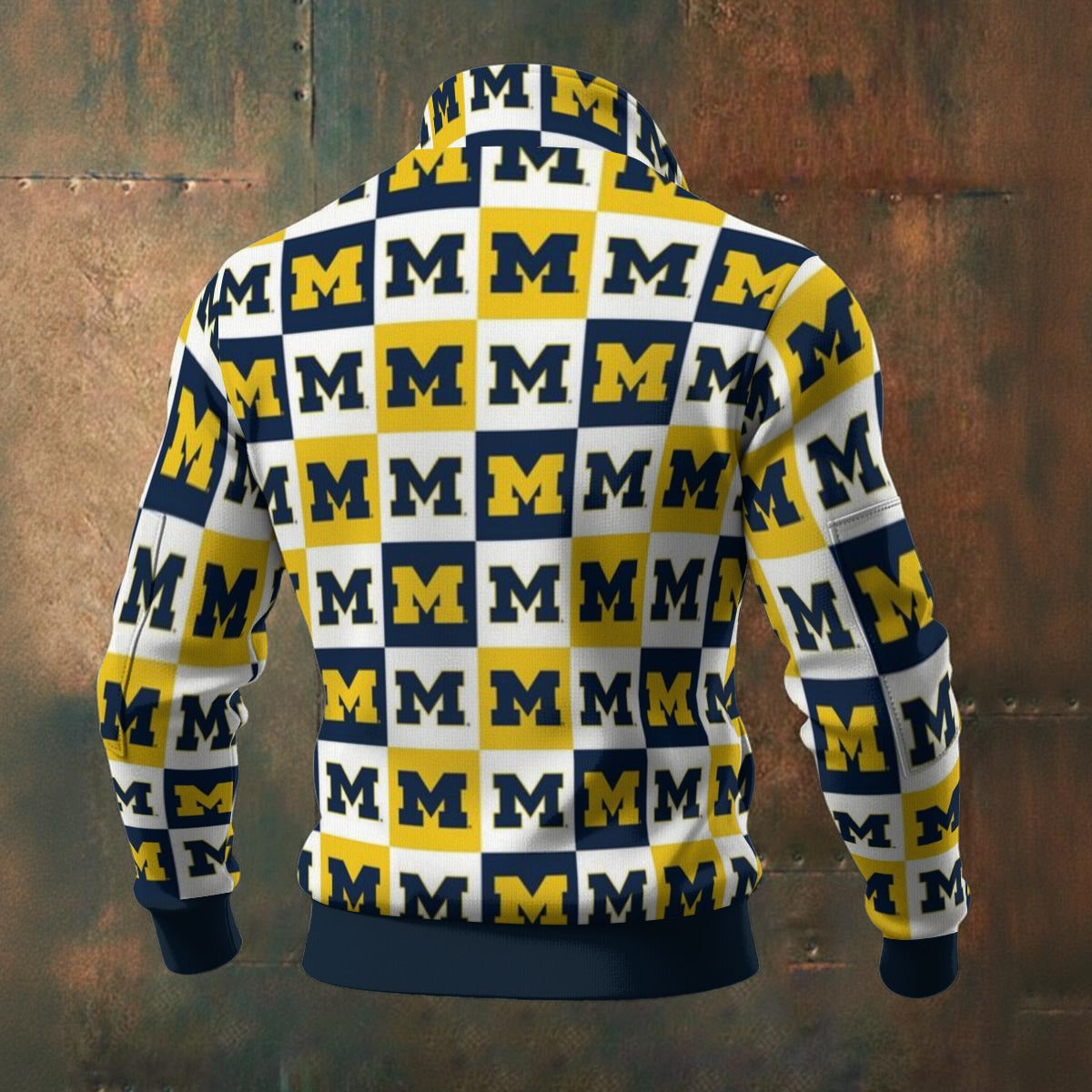 Dark Slate Gray Michigan Thick Knit Fleece Jacket – Maize and Blue Heavy Football Winter Outerwear