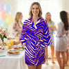 Buffalo Zebra Football Women’s Satin Wedding Robe – Luxury Bridal and Game Day Inspired Style – fan gear, nfl fan apparel, image 1.0