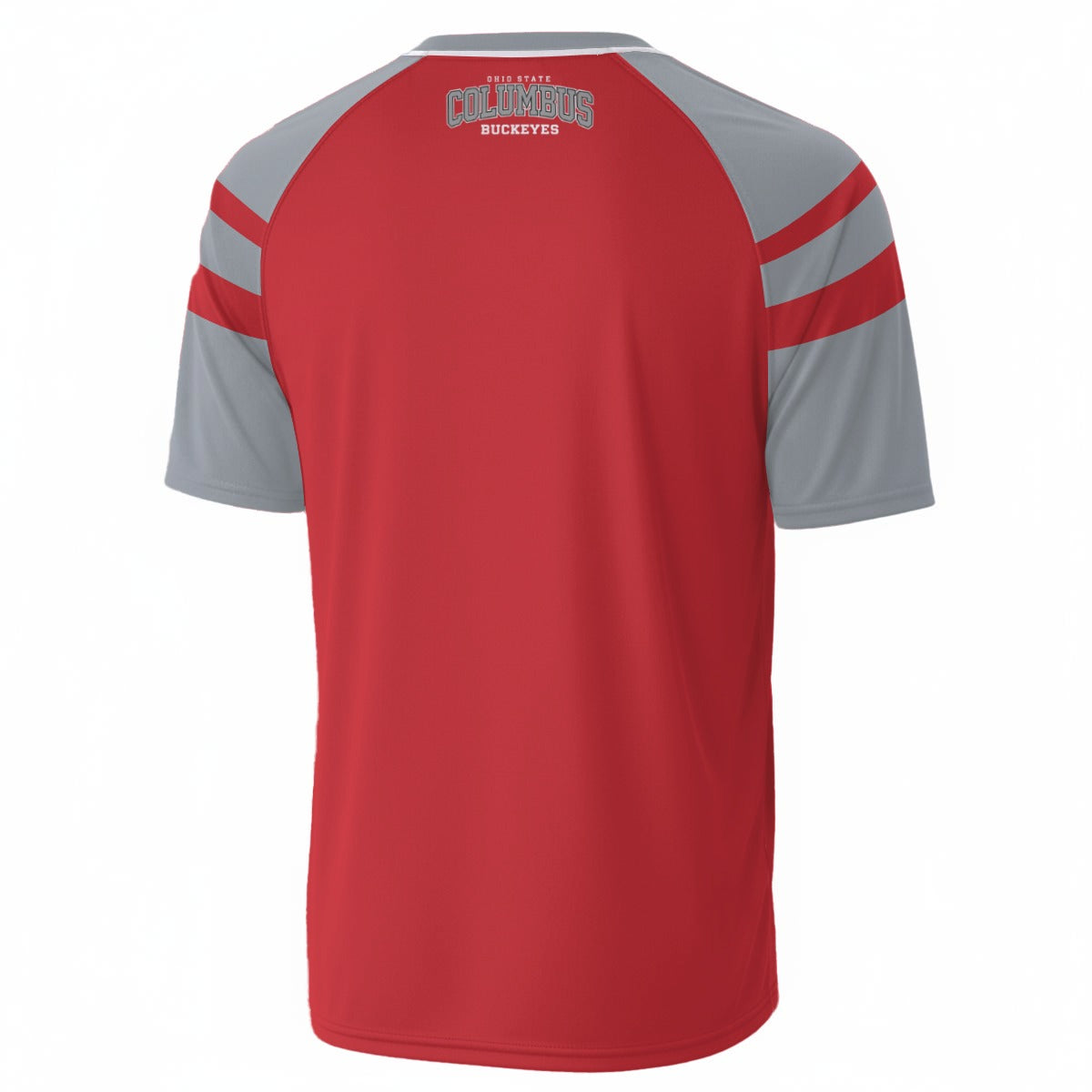 Columbus Buckeyes Red and Grey Football Shirt – Ohio State Style Retro Game Day V Neck Tee White game day varsity apparel