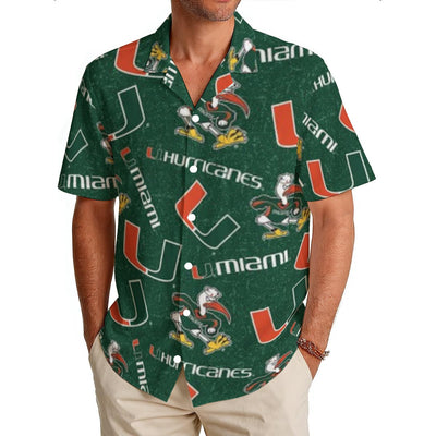 Miami Hurricanes Men's Hawaiian Shirt|150GSM - ACC football apparel varsity sportswear product image 1.0