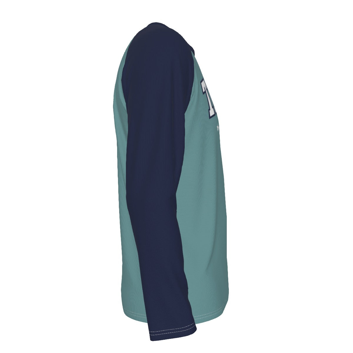 Dark Slate Gray Tampa Florida FL Teal and Navy Long Sleeve Shirt Men Varsity Raglan Tee