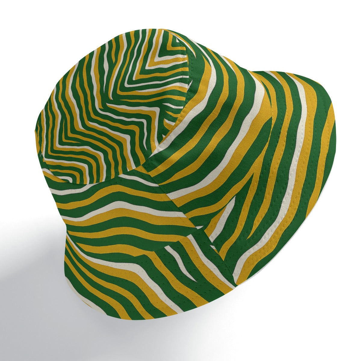 White Smoke Green Bay Football Yellow Green Zebra Double-Side Printing Bucket Hat – Game Day Streetwear