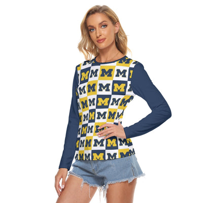 Michigan - Wolverines Women's Stretchable long Sleeve Top White varsity sports apparel