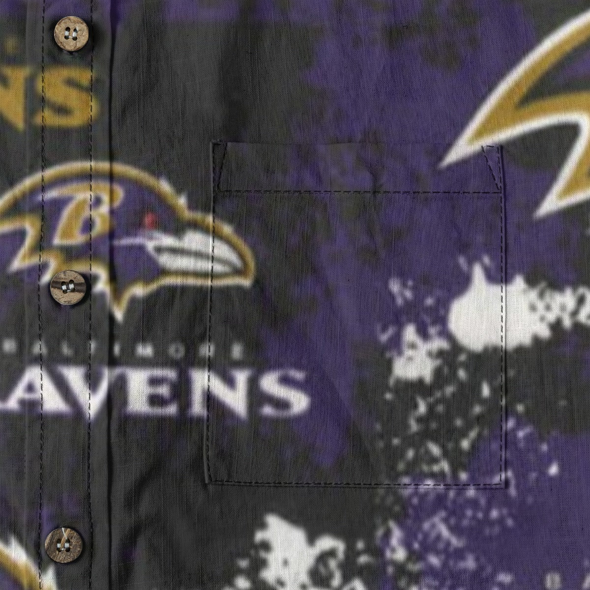 baltimore-ravens-mens-casual-lapel-long-sleeve-shirt-125gsm-cotton purple black football outfit back view