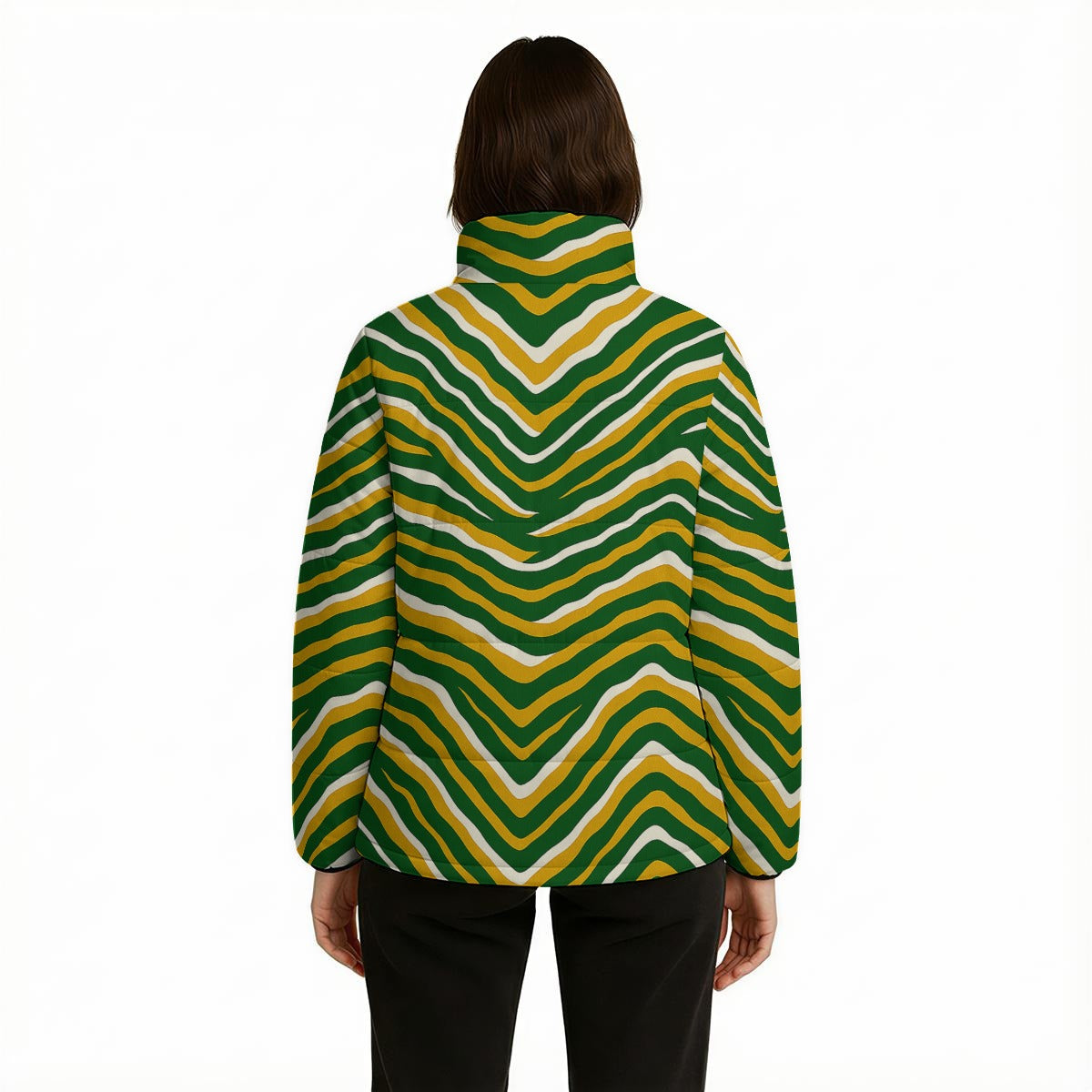 Green Bay football yellow green zebra Warm Quilted Polyester Jacket